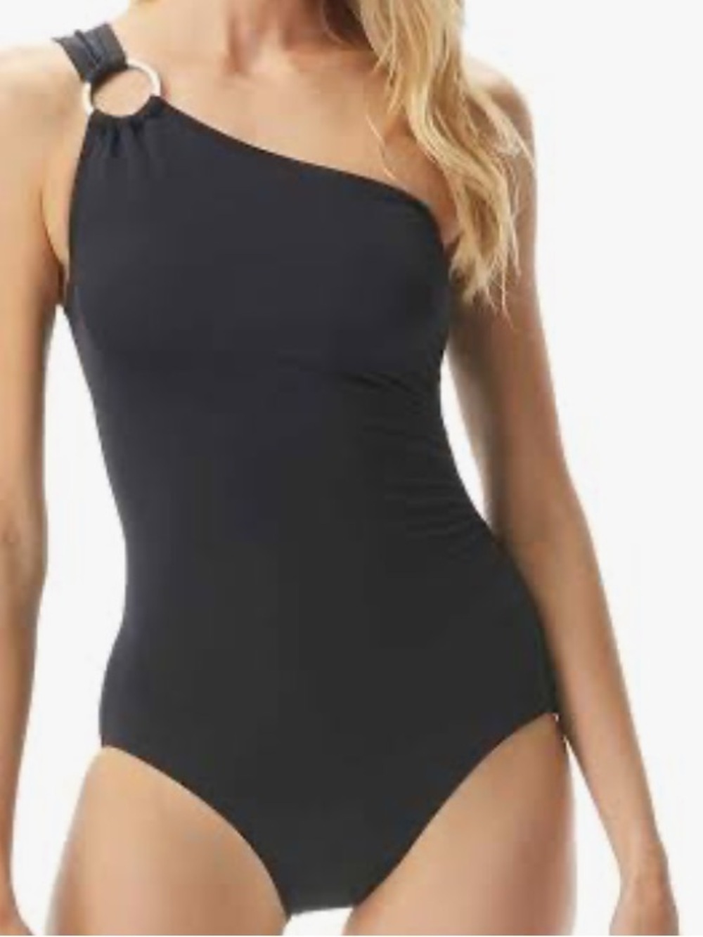 Michael Kors Black One Shoulder One Piece Swimsuit size - L